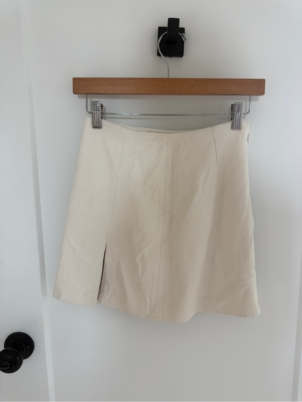 Aritzia Sunday Best Cream Mini Skirt with Front Slit